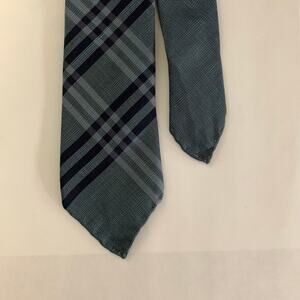 BURBERRY Blue Whie light blue Stripe Silk  Linen Tie